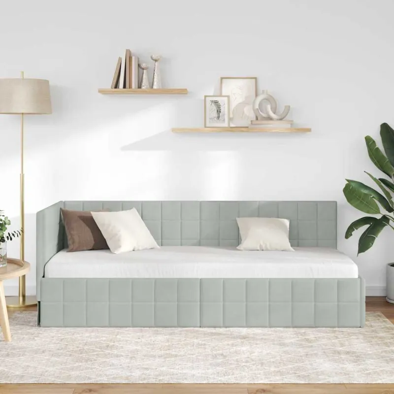 Kampinė lovos konstrukcija Šviesiai pilka 80 cm x 200 cm