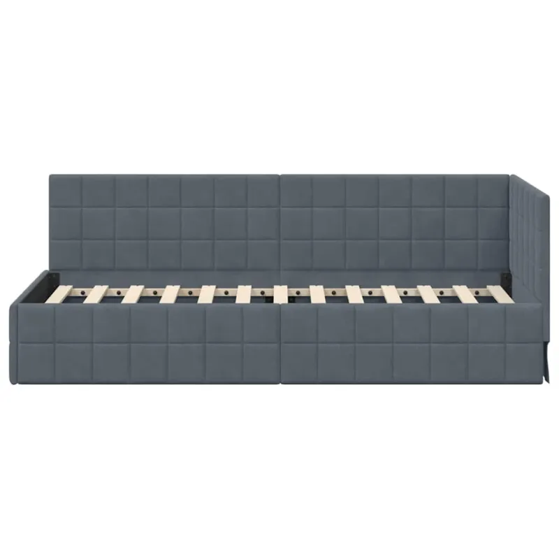Kampinė lovos konstrukcija Tamsiai pilka 80 cm x 200 cm Aksomas