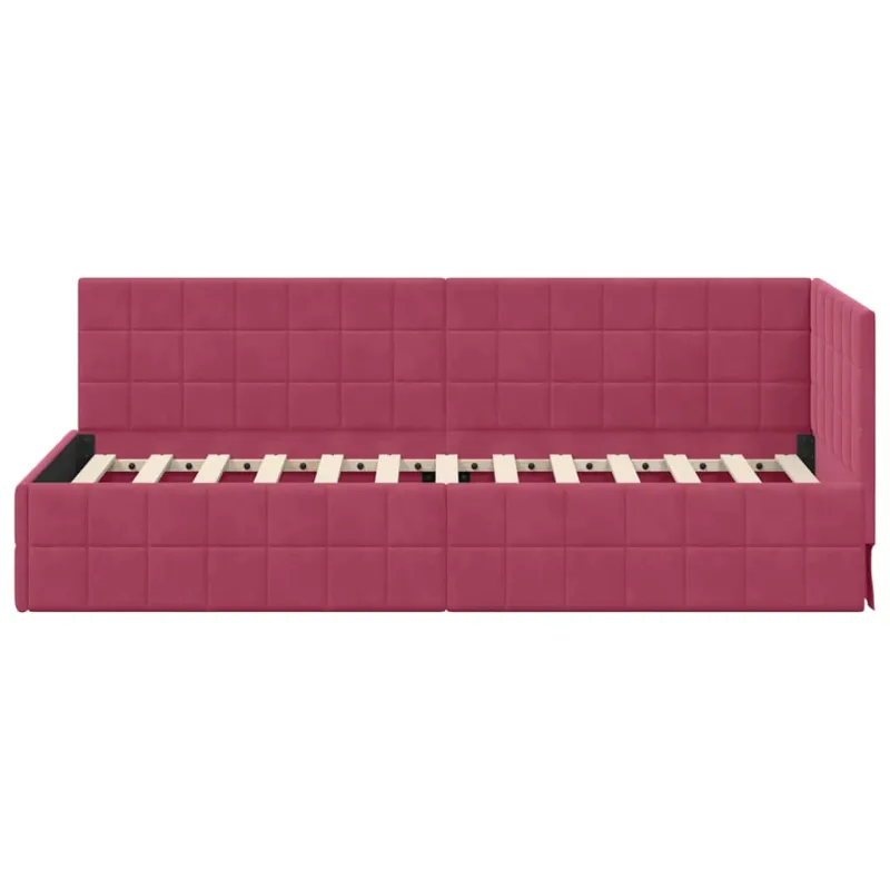Kampinė lovos konstrukcija Vyno raudona 80 cm x 200 cm Aksomas