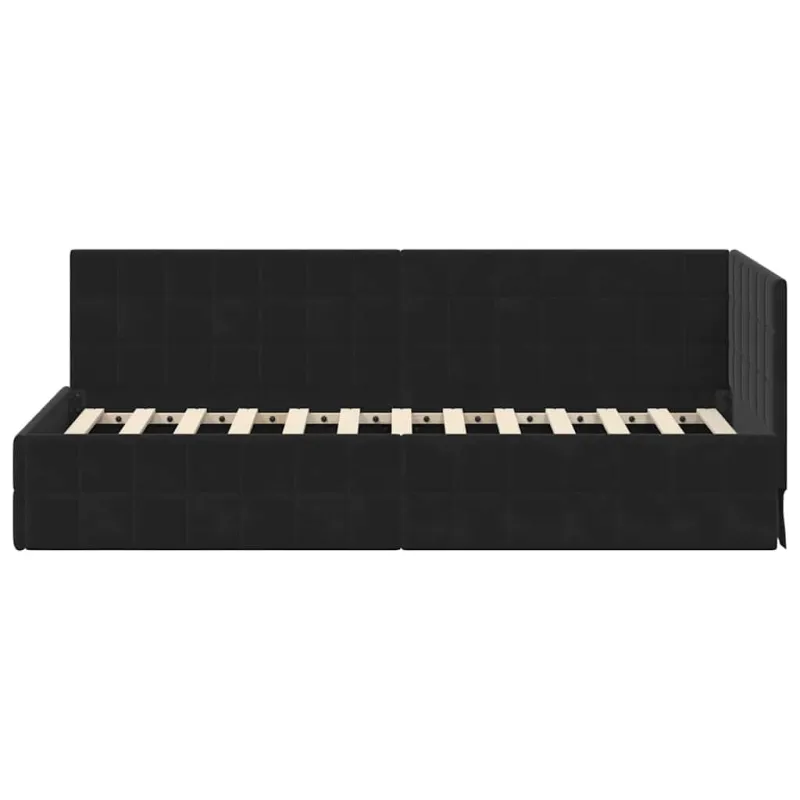 Kampinė lovos konstrukcija Juoda 80 cm x 200 cm Aksomas