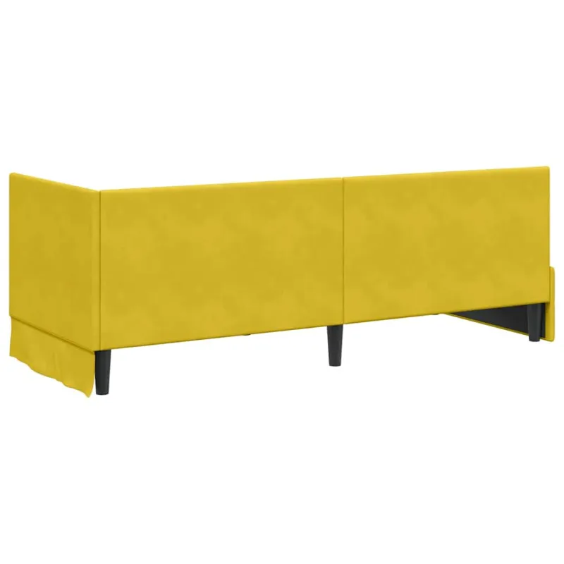 Kampinė lovos konstrukcija Geltona 80 cm x 200 cm Aksomas