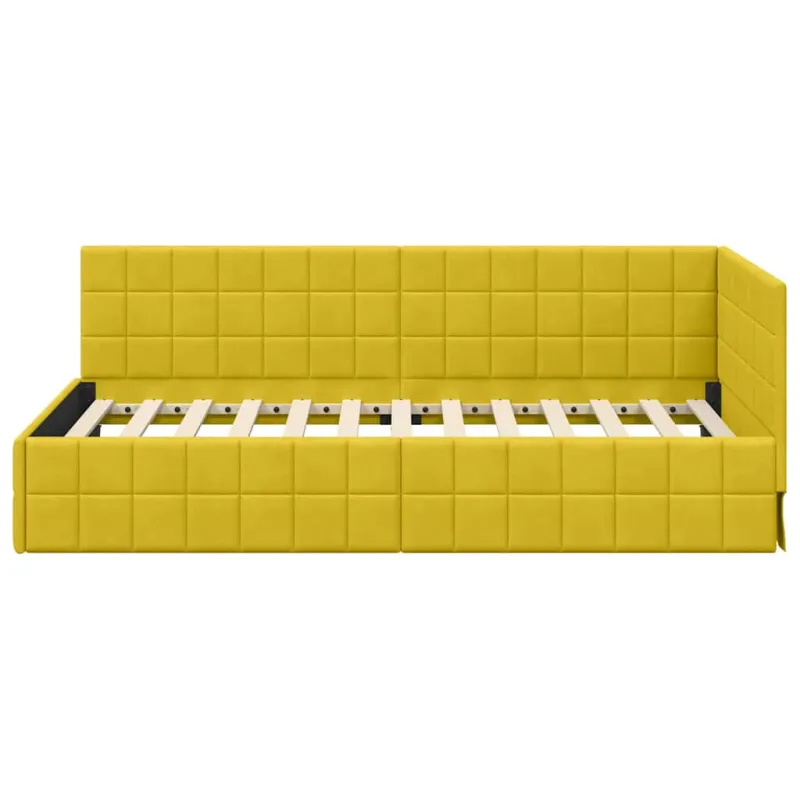 Kampinė lovos konstrukcija Geltona 90 cm x 190 cm Aksomas