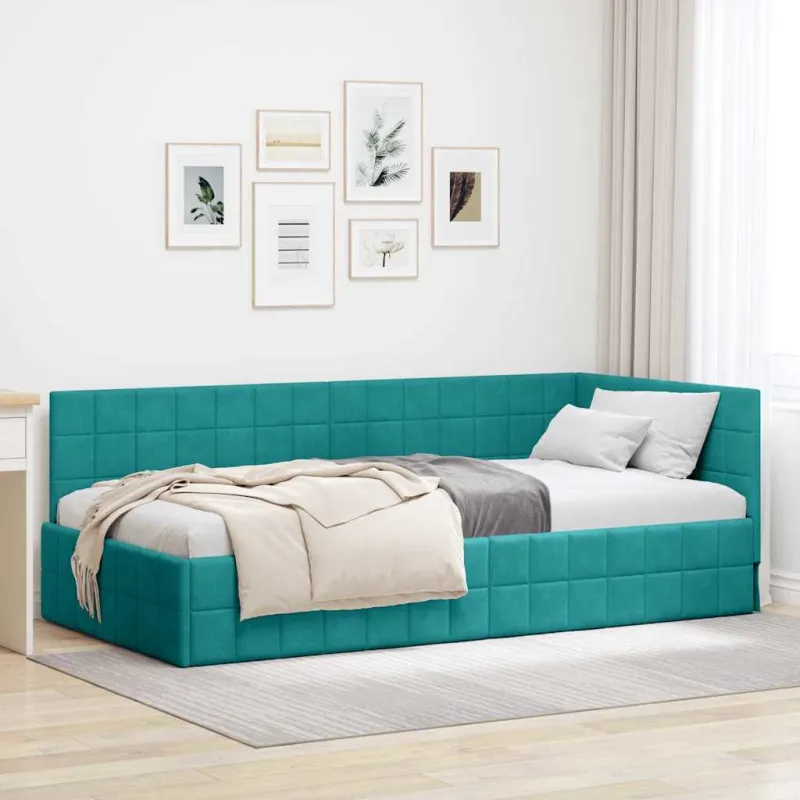 Kampinė lovos konstrukcija Turkio 90 cm x 190 cm Aksomas