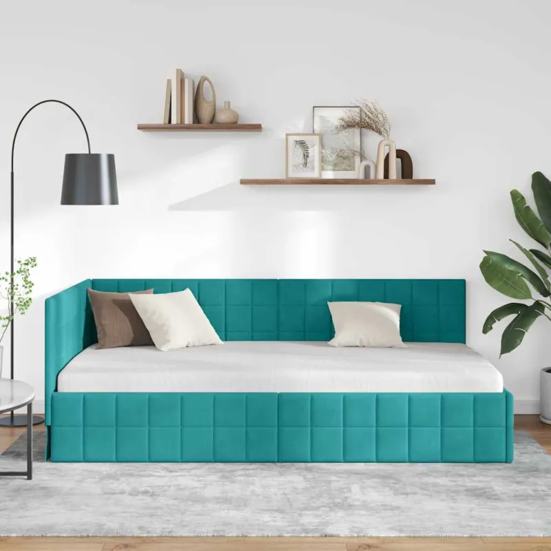 Kampinė lovos konstrukcija Turkio 90 cm x 200 cm Aksomas