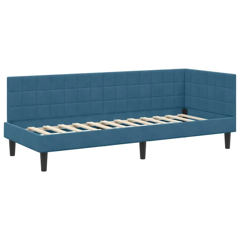 Kampinė lovos konstrukcija Mėlyna 80 cm x 200 cm Aksomas
