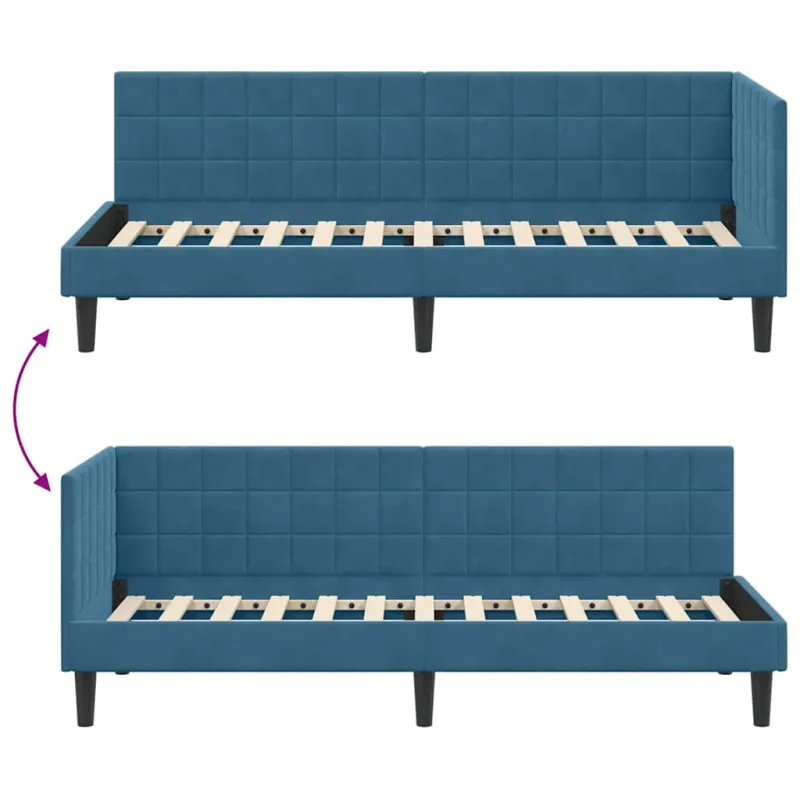 Kampinė lovos konstrukcija Mėlyna 80 cm x 200 cm Aksomas