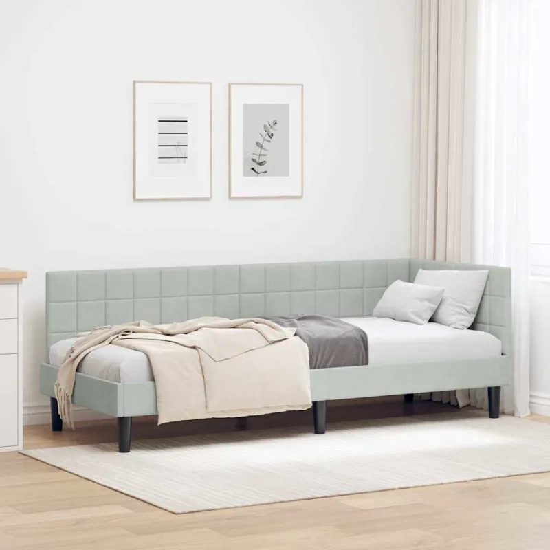 Kampinė lovos konstrukcija Šviesiai pilka 80 cm x 200 cm