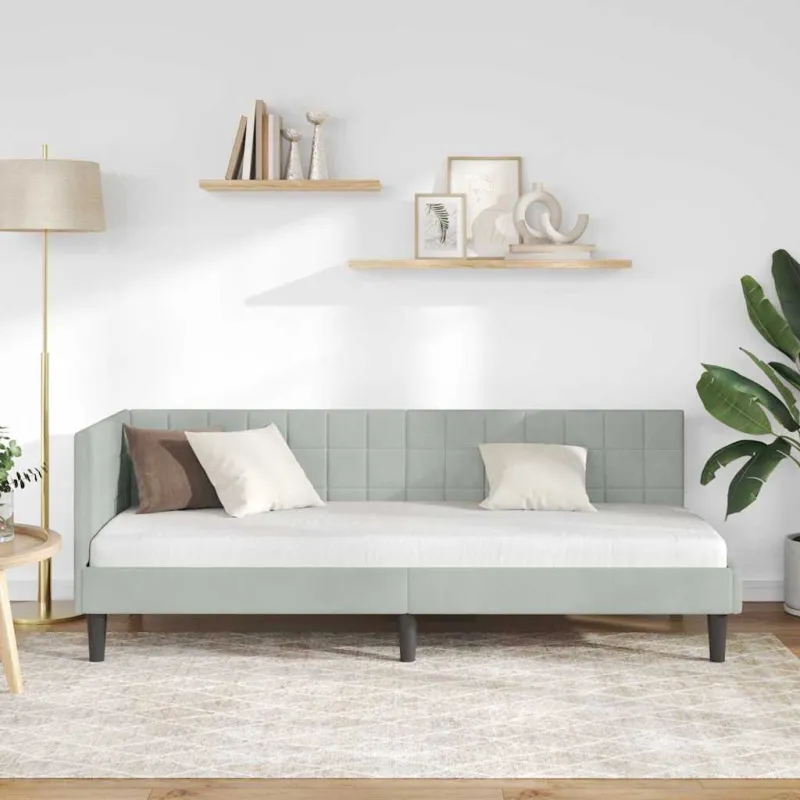 Kampinė lovos konstrukcija Šviesiai pilka 80 cm x 200 cm