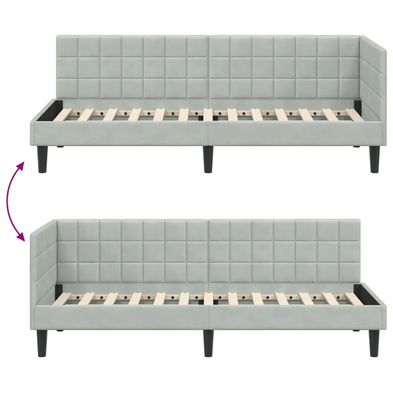 Kampinė lovos konstrukcija Šviesiai pilka 80 cm x 200 cm