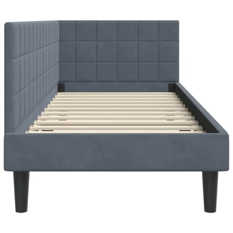 Kampinė lovos konstrukcija Tamsiai pilka 80 cm x 200 cm Aksomas
