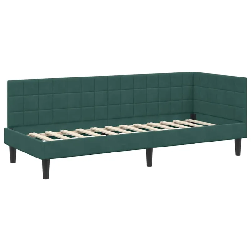 Kampinė lovos konstrukcija Tamsiai žalia 80 cm x 200 cm Aksomas
