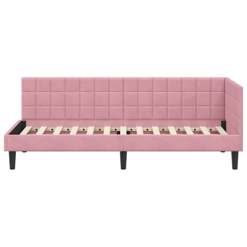 Kampinė lovos konstrukcija Rožinė 80 cm x 200 cm Aksomas