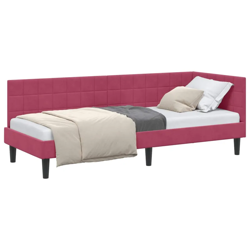 Kampinė lovos konstrukcija Vyno raudona 80 cm x 200 cm Aksomas