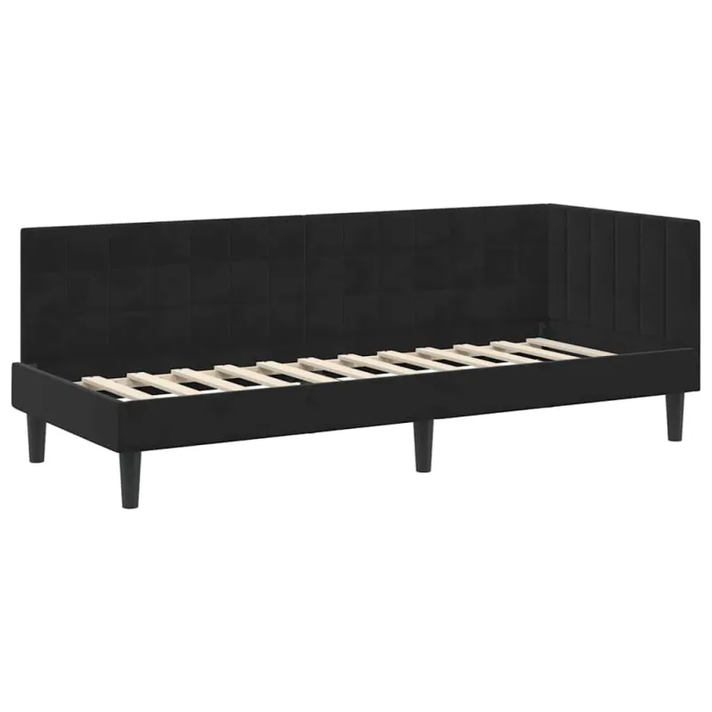 Kampinė lovos konstrukcija Juoda 80 cm x 200 cm Aksomas