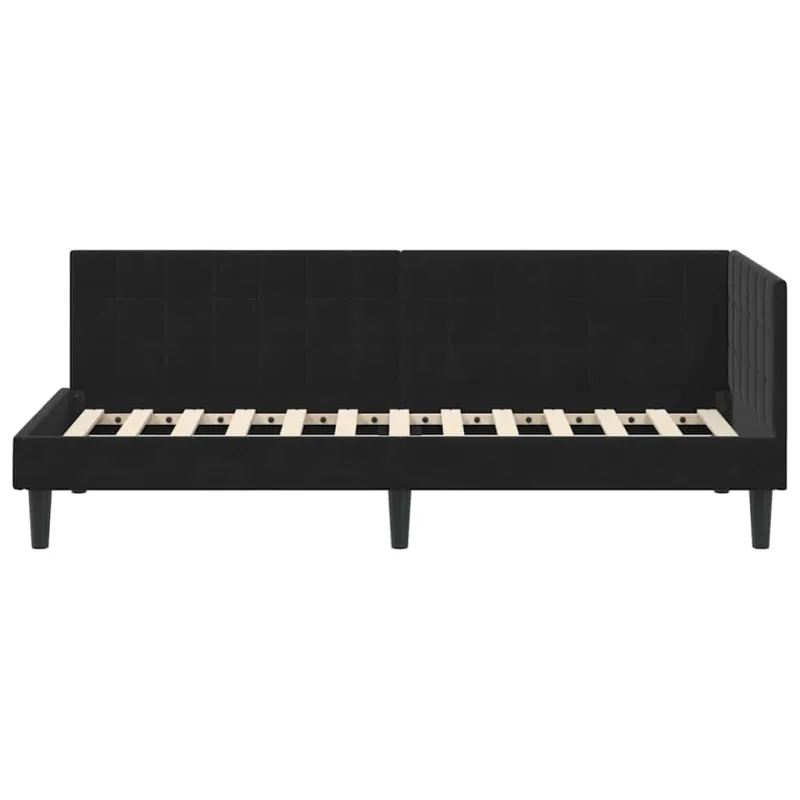 Kampinė lovos konstrukcija Juoda 80 cm x 200 cm Aksomas