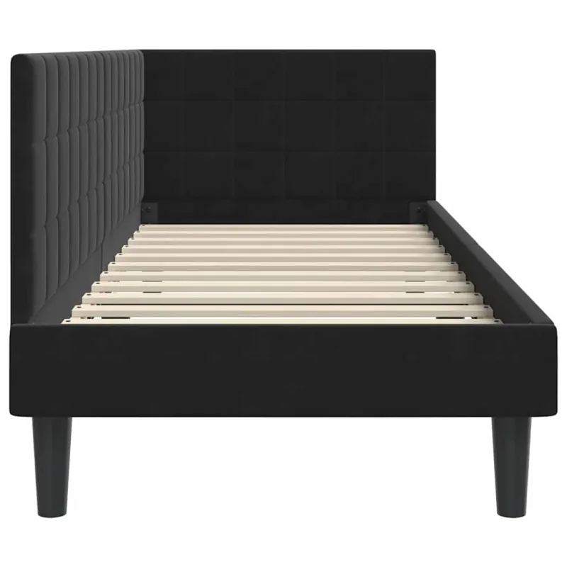 Kampinė lovos konstrukcija Juoda 80 cm x 200 cm Aksomas