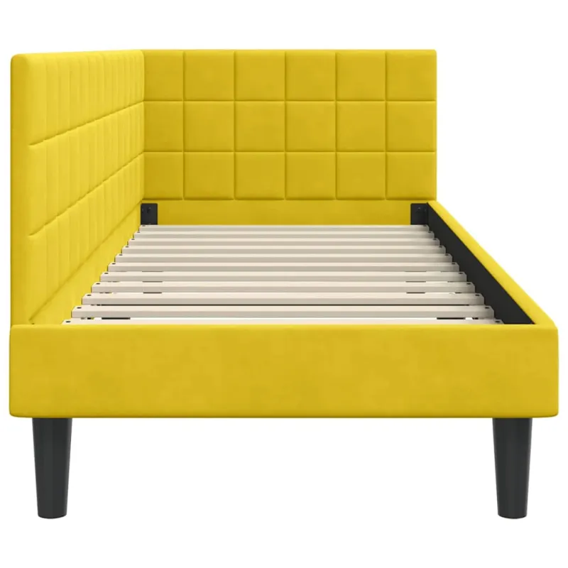 Kampinė lovos konstrukcija Geltona 80 cm x 200 cm Aksomas