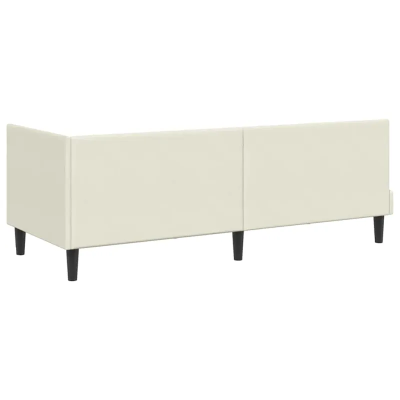 Kampinė lovos konstrukcija Kreminė 80 cm x 200 cm Aksomas