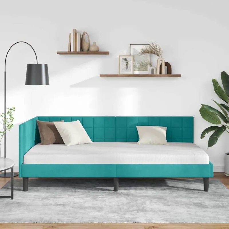 Kampinė lovos konstrukcija Turkio 90 cm x 190 cm Aksomas