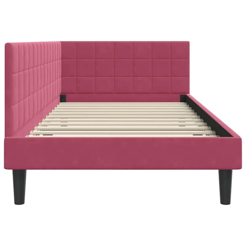Kampinė lovos konstrukcija Vyno raudona 90 cm x 200 cm Aksomas