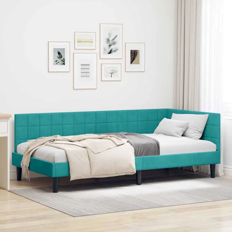 Kampinė lovos konstrukcija Turkio 90 cm x 200 cm Aksomas