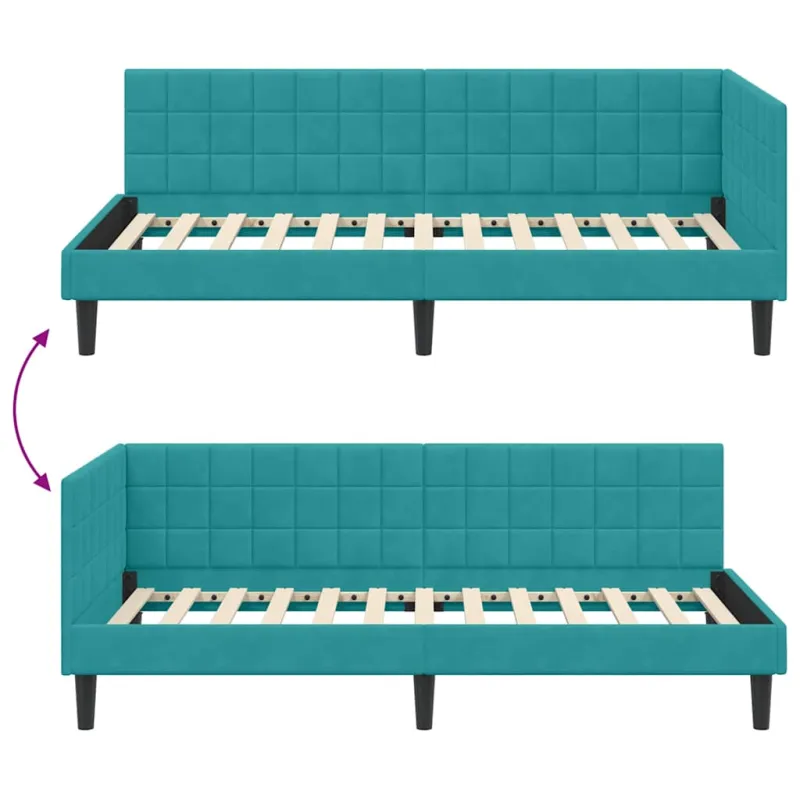 Kampinė lovos konstrukcija Turkio 90 cm x 200 cm Aksomas