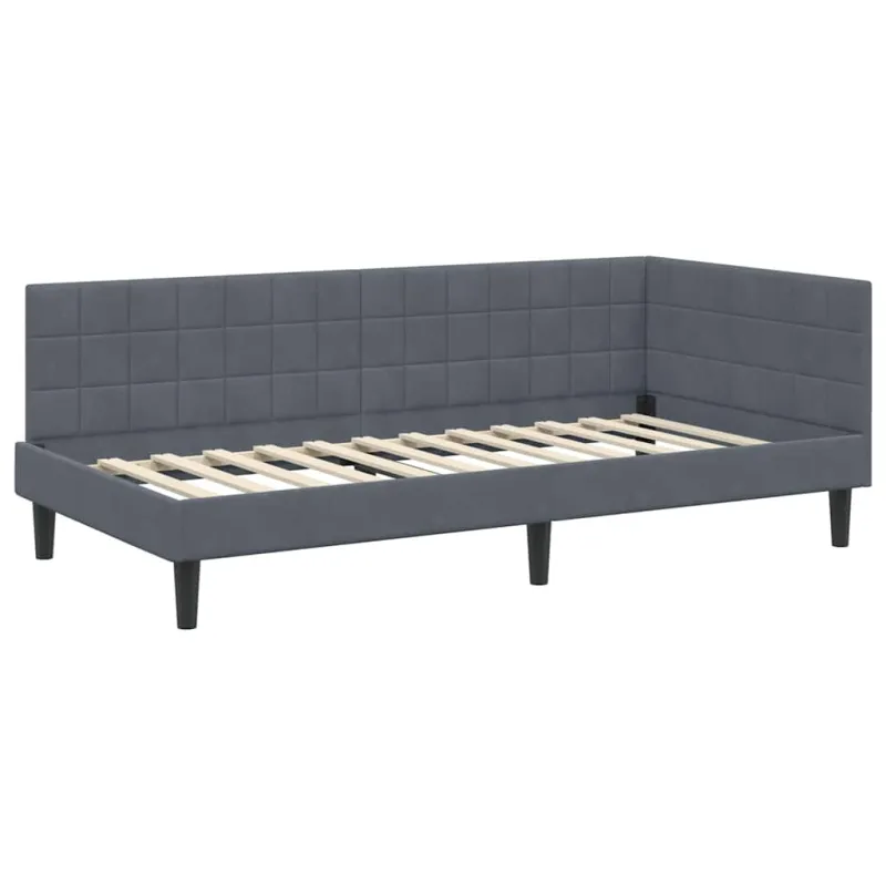 Kampinė lovos konstrukcija Tamsiai pilka 100 cm x 200 cm