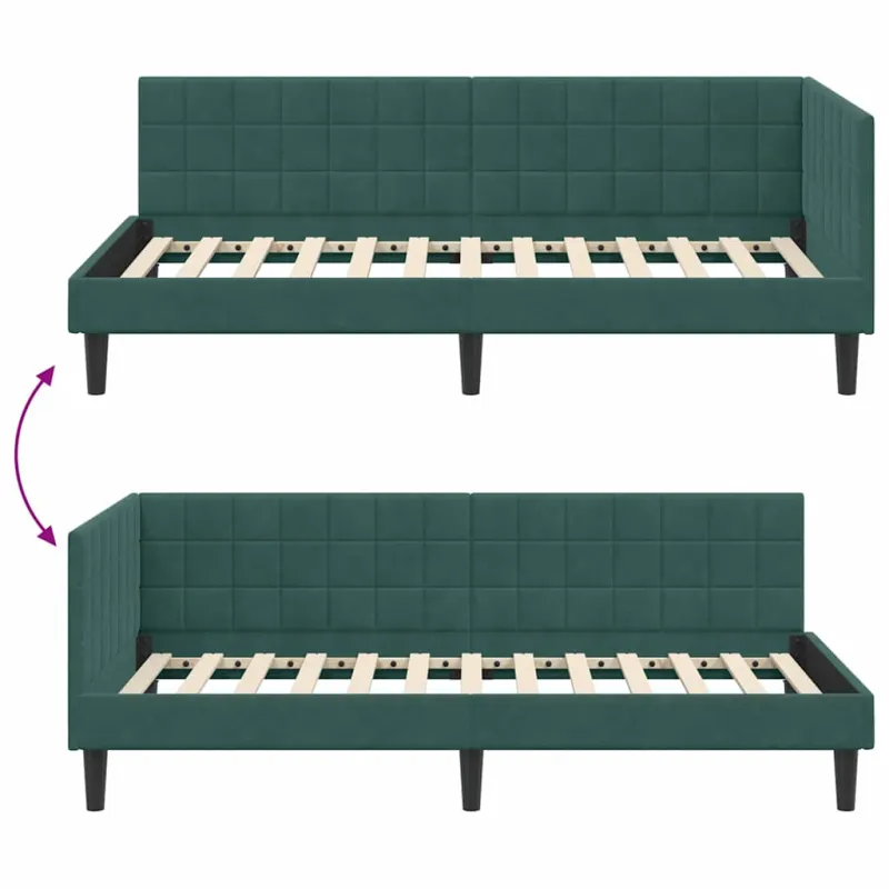 Kampinė lovos konstrukcija Tamsiai žalia 100 cm x 200 cm