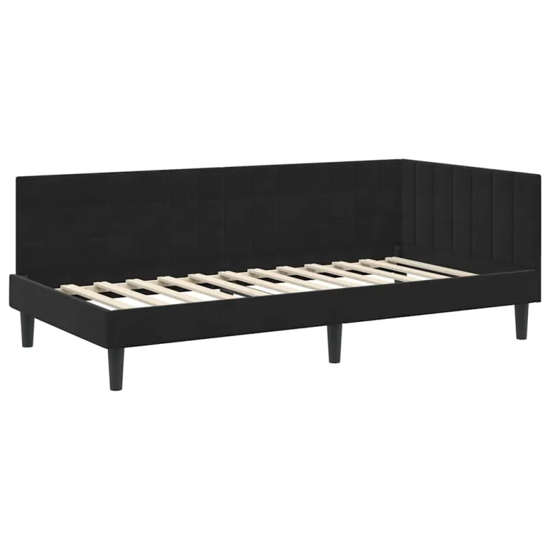 Kampinė lovos konstrukcija Juoda 100 cm x 200 cm Aksomas