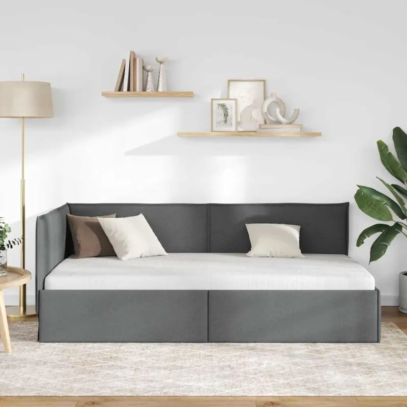 Kampinė lovos konstrukcija Tamsiai pilka 80 x 200 cm audinys