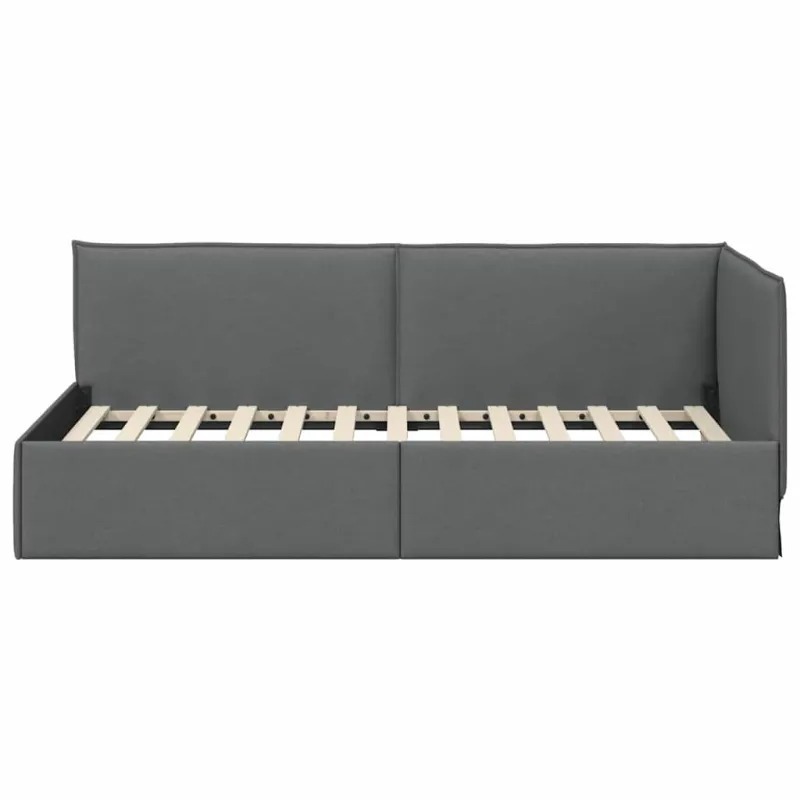 Kampinė lovos konstrukcija Tamsiai pilka 80 x 200 cm audinys