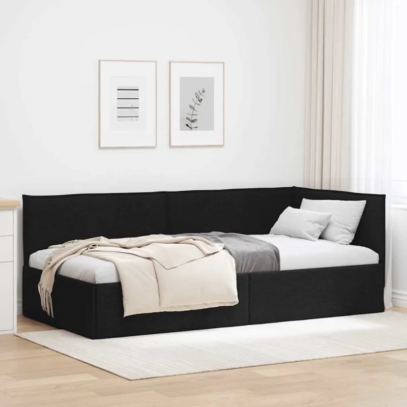 Kampinė lovos konstrukcija Juodas 80 x 200 cm audinys