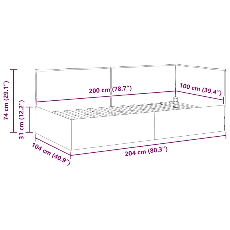 Kampinė lovos konstrukcija Vyno raudona 100 x 200 cm audinys