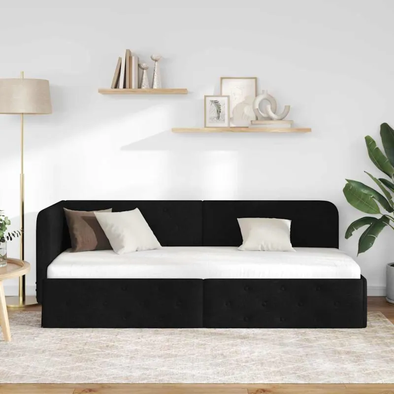 Kampinė lovos konstrukcija Juodas 80 x 200 cm audinys