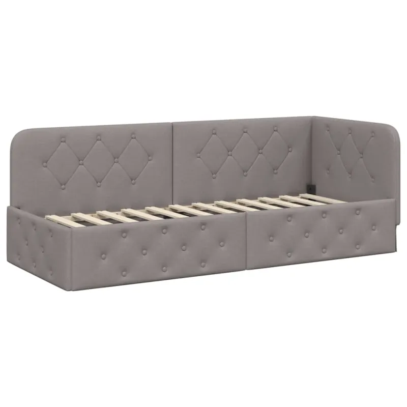 Kampinė lovos konstrukcija Taupe 80 x 200 cm audinys