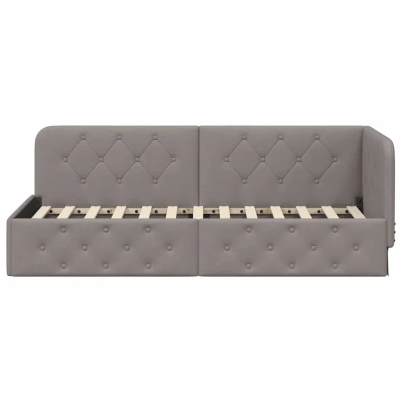Kampinė lovos konstrukcija Taupe 80 x 200 cm audinys