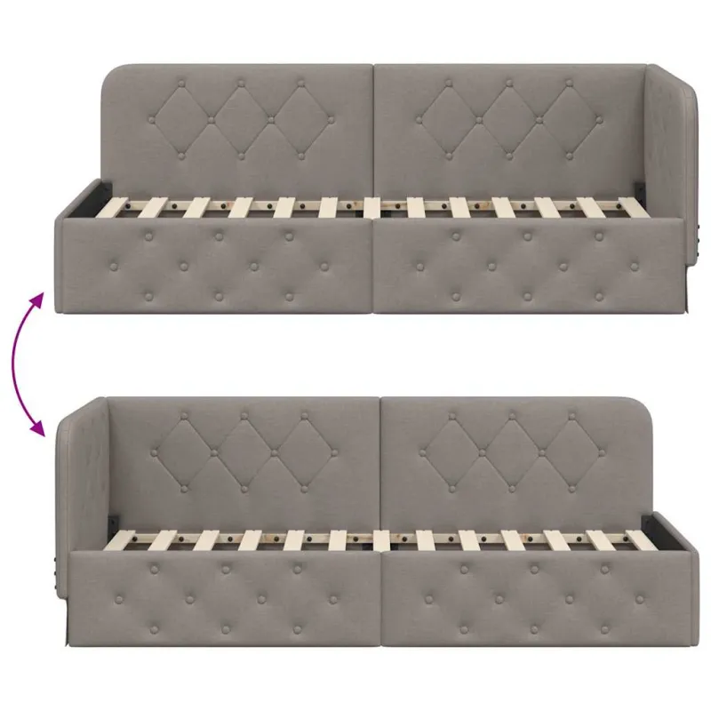 Kampinė lovos konstrukcija Taupe 80 x 200 cm audinys