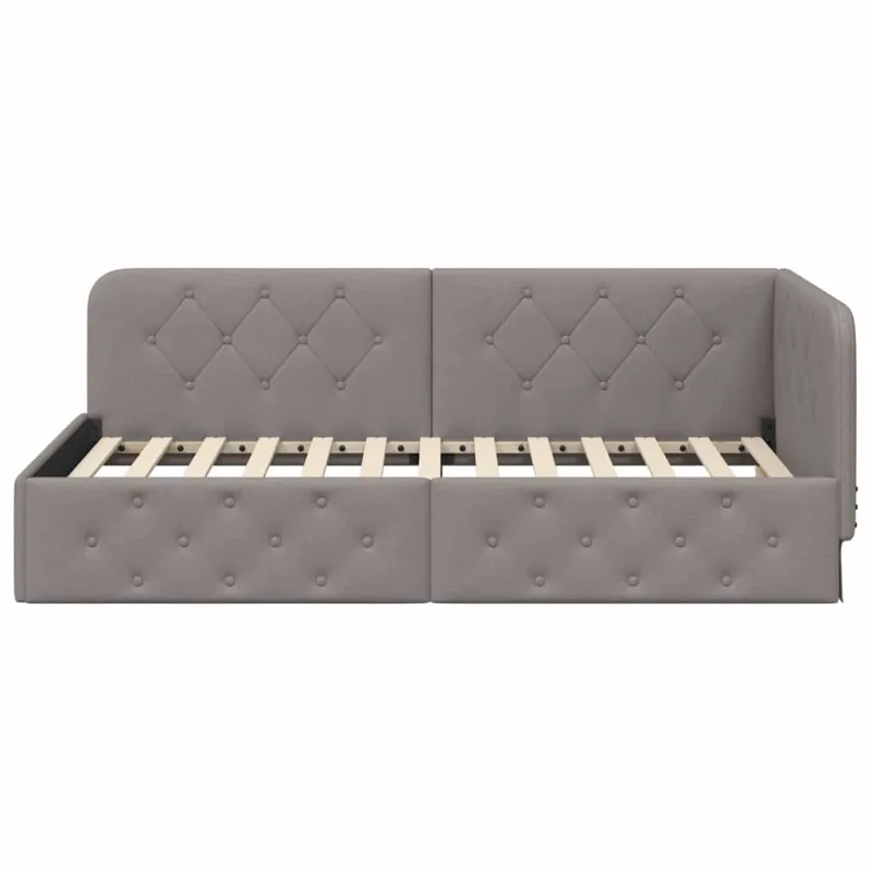 Kampinė lovos konstrukcija Taupe 100 x 200 cm audinys
