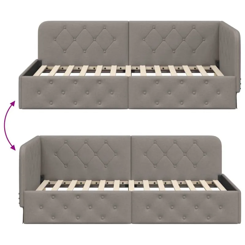 Kampinė lovos konstrukcija Taupe 100 x 200 cm audinys
