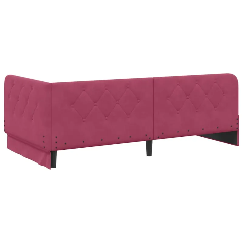 Kampinė lovos konstrukcija Vyno raudona 100 x 200 cm Aksomas