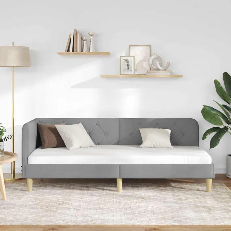 Kampinė lovos konstrukcija Šviesiai pilka 80 x 200 cm audinys