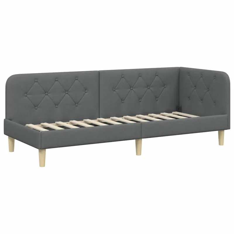 Kampinė lovos konstrukcija Tamsiai pilka 80 x 200 cm audinys