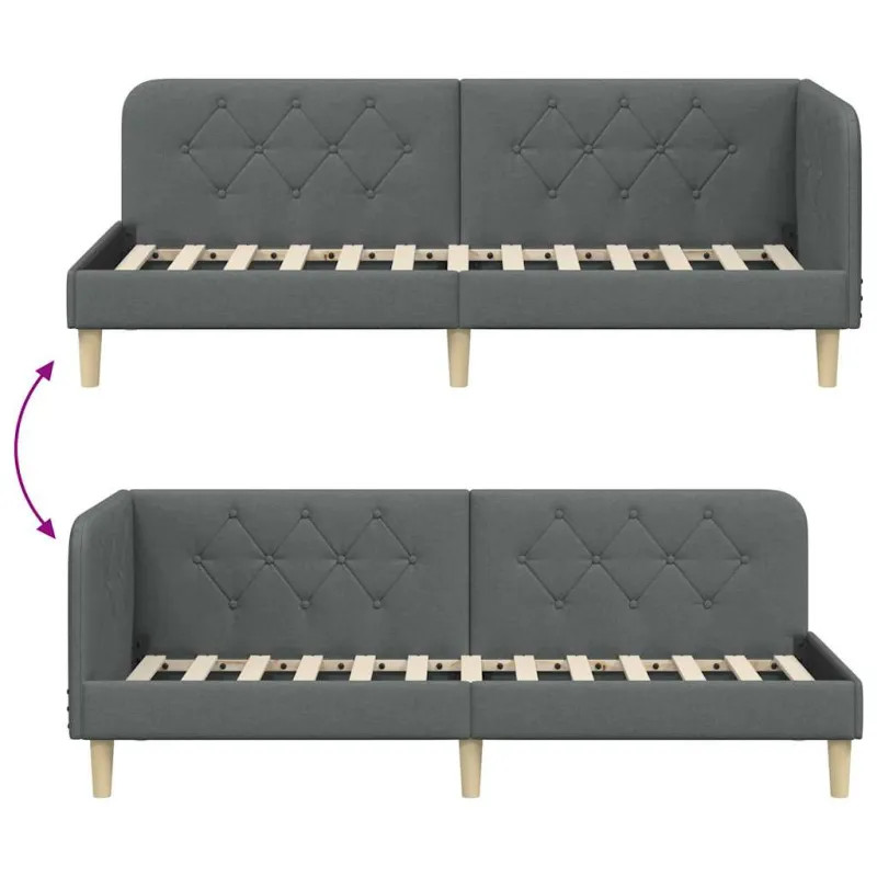 Kampinė lovos konstrukcija Tamsiai pilka 80 x 200 cm audinys