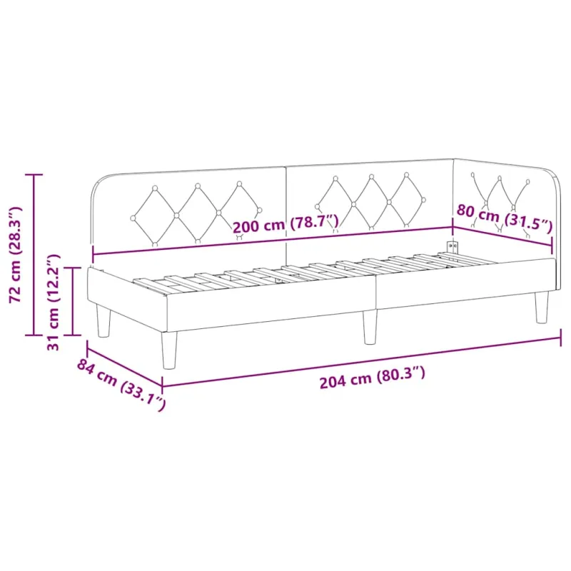 Kampinė lovos konstrukcija Tamsiai pilka 80 x 200 cm audinys