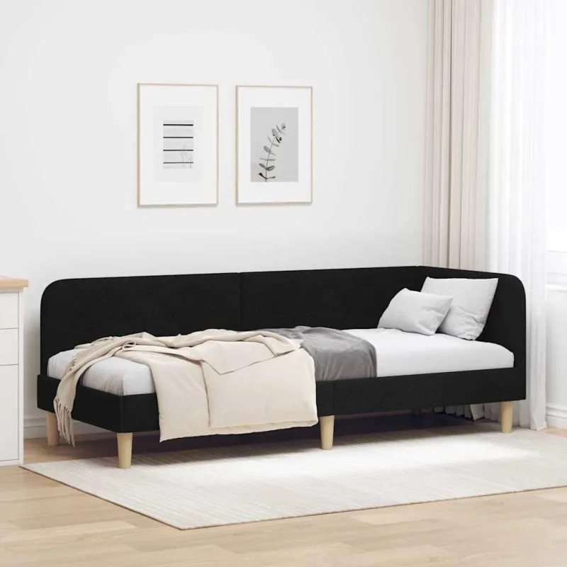 Kampinė lovos konstrukcija Juodas 80 x 200 cm audinys