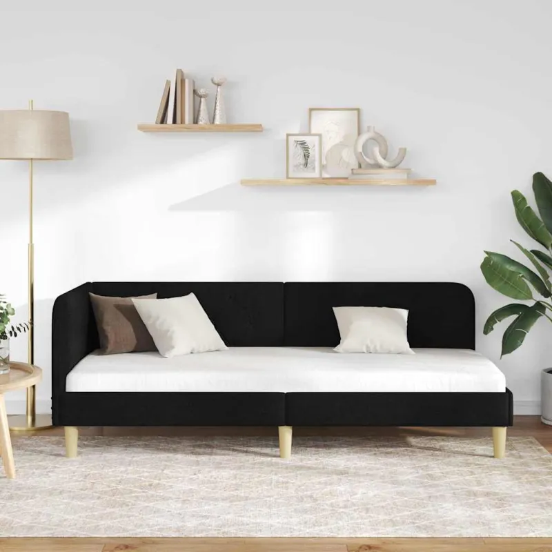 Kampinė lovos konstrukcija Juodas 80 x 200 cm audinys