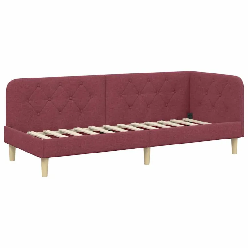 Kampinė lovos konstrukcija Vyno raudona 80 x 200 cm audinys