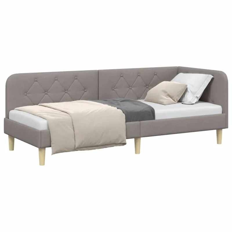 Kampinė lovos konstrukcija Taupe 80 x 200 cm audinys