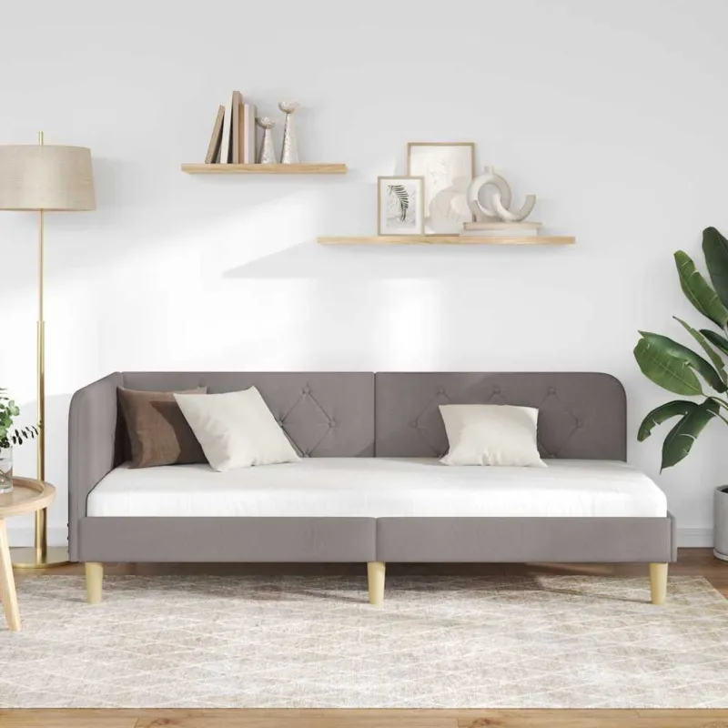 Kampinė lovos konstrukcija Taupe 80 x 200 cm audinys
