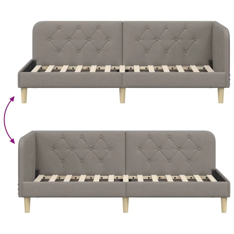 Kampinė lovos konstrukcija Taupe 80 x 200 cm audinys